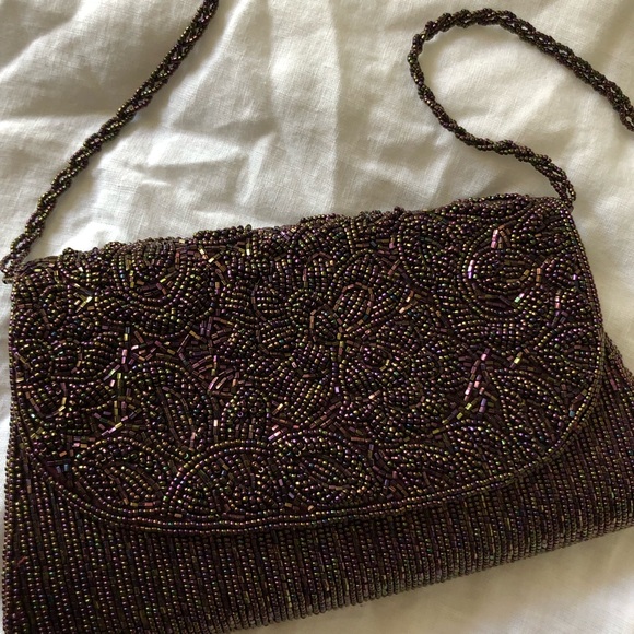 Vintage sequins Beaded Crossbody bag in dark purple - Picture 6 of 8